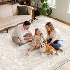 SameBed 6x9 Area Rug Living Room, Vintage Neutral Washable Carpet Beige - Image 4