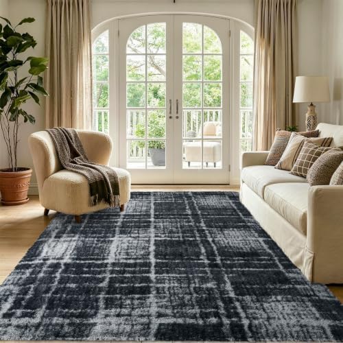 5x7 Grey Fluffy Soft Area Rug Non-Slip for Living Room Bedroom Playroom - Image 2