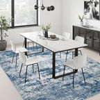10x12 Area Rug Living Room: Modern Washable Indoor Soft Carpet Blue - Image 4