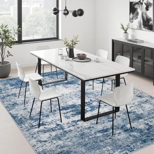5x8 Area Rug Living Room: Modern Washable Indoor Soft Carpet Blue - Image 4