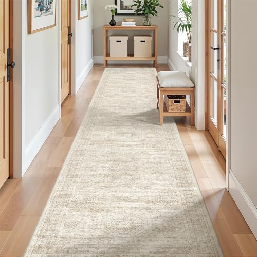 2x12 Runner Rug Non Slip,Washable Hallway Runner Rug,Beige - Image 3