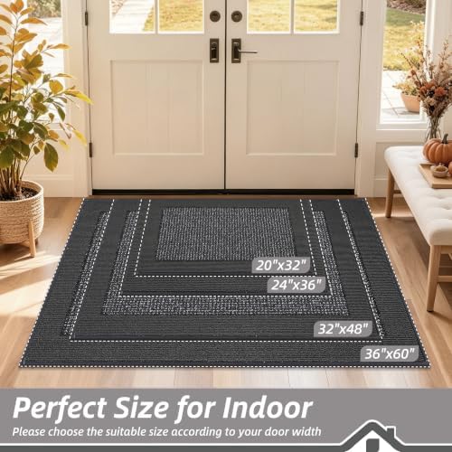 BEQHAUSE Indoor Door Mat 20" x 32", Dirt Trapper Door Mats, Charcoal - Image 2
