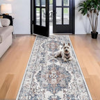 4x10 Washable Hallway Runner Rug: Oriental Living Room Entry Extra Wide Area Rug Ultra Soft Non Slip Runners for Kitchen Dining Room Stain Resistant Low Pile Floor Mat for Bathroom Bedroom(Brick,4x10) - Image 2