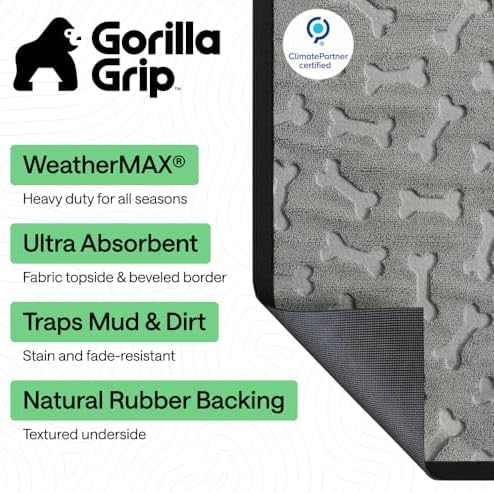 GORILLA GRIP WeatherMAX Door Mat, Indoor Outdoor, 35x23, Light Gray Bones - Image 2