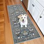 Washable Vintage 2x6 Bathroom Rugs: Soft Carpet with Non-Slip Backing for Hallway Entryway Kitchen Stain-Resistant Bedroom Floor Mat – Gifts for Newlyweds/Household Home Decor (2x6,Floral/Blue) by HYHAOYUNLAI