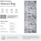 2.6x8 Washable Runner Rug：Modern Abstract Kitchen Soft Carpet Grey - Image 2