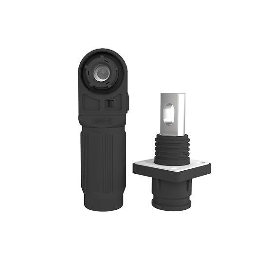 120A Battery Energy Storage Connector, 25mm² High Current Connectors IP67 Waterproof Copper Plate Wiring Power Adapter Quick Plug Terminal Right Angle Plug and Socket (1000V Black+Orange)