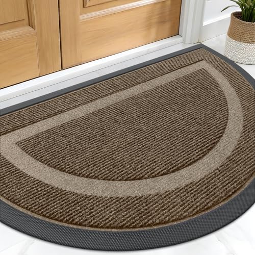 OLANLY Half Circle Front Door Mat Outside 29.5x17 All-Season Rubber Doormat by OLANLY