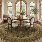 RELEANY Washable Area Rug, Round 10ft, Brown/Dark Brown - Image 3
