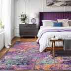 RELEANY Washable 6'x9' Abstract Area Rug for Living Room Purple Multi - Image 3