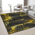 Area Rug Living Room: 5x5 Modern Washable Soft Carpet Black Gold by FXRHLP