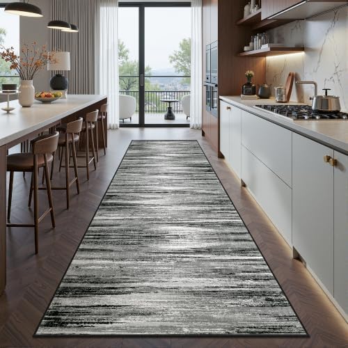 2x10 Runner Rug Non Slip,Washable Hallway Runner Rug,Black - Image 5