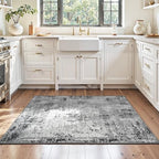 Entryway Rug 3x6 Grey Bedroom Area Rug Washable Non Slip Abstract Boho Rugs for Indoor Entry, Kitchen, Classroom, Bathroom, Kids Girls Room, Office, College Dorm Small Carpet by OmpaaHomeDecor