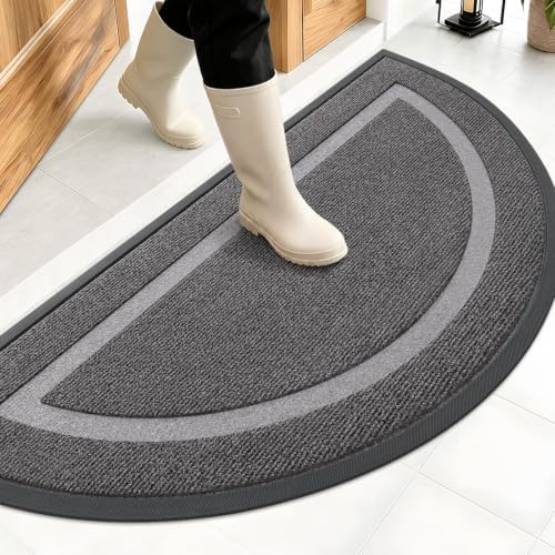 OLANLY Half Circle Front Door Mat Outside 47x23 All-Season Rubber Doormat by OLANLY