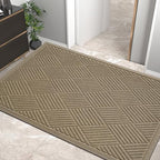 HIYARD Sturdy Front Door Mat, Absorbent Muddy Dirt Resist Welcome Door Mats Outdoor Indoor, Stain and Fade Resistant, Non-Slip Rubber Backing Low Profile Doormat for Entryway, 47×32, Beige by HIYARD
