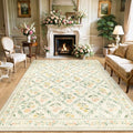 PLHXFR Area Rug 10x12 Living Room: Floral Washable Boho Carpet Beige Multi by PLHXFRSoftAreaRugs