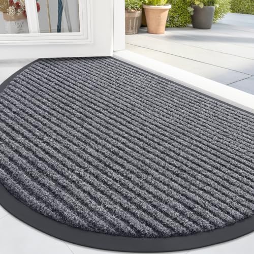 OLANLY Half Circle Front Door Mat 29.5x17, Waterproof Heavy-Duty Doormat by OLANLY