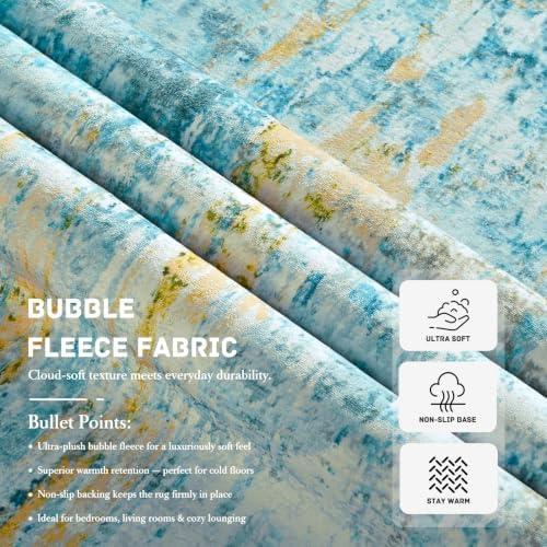 3x8 Teal Blue Rug Runners for Hallways Kitchen Runner Rug Non Slip Washable Black Long Runner Rugs with Rubber Backing Soft Abstract Carpet Runner for Bedroom, Kitchen, Bathroom, Entryway - Image 7