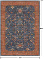 Hazo Haus Washable Navy Blue Living Room Rug, 7x10 Area Rug for Bedroom, Dining Table Rugs - Low Pile Non-Slip Rubber Backing Stain Resistant Rug - Aethestic Boho Home Decor - Image 2