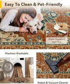RELEANY Washable Area Rug, 8'x10', Red/Orange/Blue/Brown - Image 6
