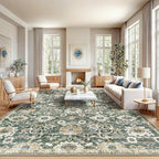 Amada Large 10x14 Washable Area Rug for Living Room, Green/Brown, Vintage by AMADAHOMEFURNISHING