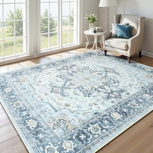 Lofus 6x9 Light Blue Rugs for Bedroom Living Room, Vintage Boho Carpet by Lofus