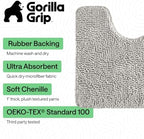 GORILLA GRIP Chenille Bath Rug Mat for Oval Toilet Base, 24x19 Light Gray - Image 3