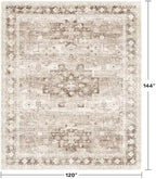 Boho Beige Rug for Living Room - Washable 10x12 Area Rug, Dining Room Rugs for Under Table, Soft Low Pile Carpet for Bedroom - Farmhouse Decor, Non-Slip & Stain Resistance (10x12 Beige/Latte) - Image 2