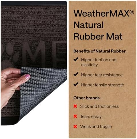 GORILLA GRIP WeatherMAX Door Mat, Indoor Outdoor, 35x23 Dark Brown Home Paw - Image 6