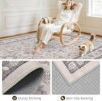 8x10 Area Rugs Living Room: Bedroom Washable Carpet Beige & Grey - Image 4
