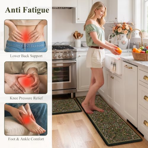 Collive Kitchen Mats for Floor, Olive Green Cushioned Anti Fatigue Rugs - Image 4