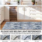 2'6''x8' Runner Rugs Washable Rug: Modern Abstract Hallway Blue Gold Carpet - Image 2