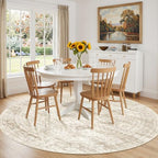 Round Rug 6ft,Circle Rug for Dining Room Table,Beige - Image 4