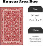 HUGEAR 3x5 Christmas Red Floral Washable Area Rug for Entryway - Image 2