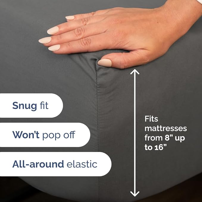 Full XL Bed Sheet Set - 4 Piece Extra Long Extended Full XL Sheets - Soft, Breathable & Cooling - Fits 8” to 16" Mattress w/ Deep Pockets - 54" x 80" - Easy-Fit, Wrinkle & Fade Resistant - Charcoal