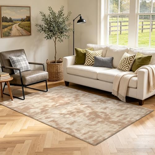 3x5 Tie-dye Beige Area Rug Washable Non-Slip Soft Thin for Bedroom Kitchen by Unknown
