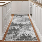 Rug Runners for Hallways Kitchen 2.6x8 Non Slip Washable Grey Entryway Runner Rugs with Rubber Backing 8ft Long Carpet Runner for Laundry Bedroom, Low Pile Stain & Fade Resistant, Abstract Gray - Image 2