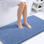 OLANLY Bathroom Runner Rugs 44x24, Soft Absorbent Chenille Bath Rugs, Rubber Backing Quick Dry, Machine Washable Long Bath Mats for Bathroom, Tub and Shower, Home Decor Accessories, Cornflower Blue by OLANLY