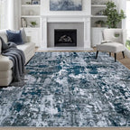 9x12 Area Rugs for Living Room Washable Bedroom Dining Room Navy Grey by Aelenmu