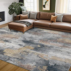 RELEANY Washable 6'x9' Abstract Area Rug for Living Room Ash Brown by RELEANY