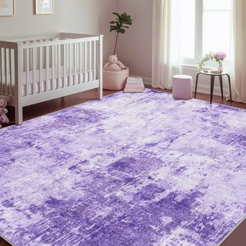 RELEANY Washable 5'x7' Abstract Area Rug for Living Room Purple - Image 4