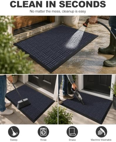 Mibao Front Door Mat Outdoor Entrance, 47" x 24" Heavy Duty Welcome Mat for Outdoor and Indoor, Waterproof Dirt Trapper Doormat, Super Absorbent Indoor Entryway Mat for Patio & Porch - Navy - Image 5