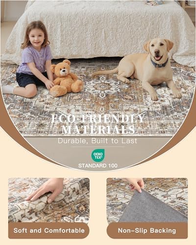 Madane Hallway Runner Rug 2x5 Washable Entry Rugs Non-Slip, Turmeric/Grey - Image 5