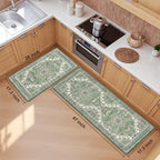 Boho Kitchen Mats for Floor 2PC Anti Fatigue Kitchen Rugs, Spring Green - Image 2