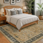 Washable 9x12 Living Room Rug - Vintage Extra Large Area Rugs for Dining Room Under Table, Rustic Brown and Charcoal Olive Low Pile Carpet for Bedroom Under the Bed, Non-Slip Stain & Fade Resistant - Image 6
