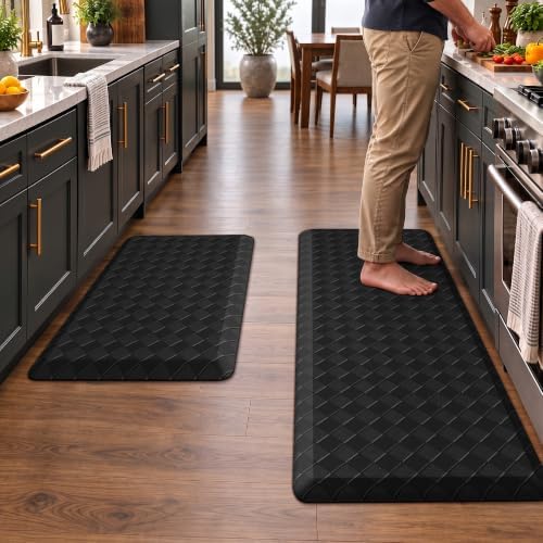 TranquilRelax 4/5 Inch Cushioned Anti Fatigue Kitchen Mats for Floor, Black by Unknown