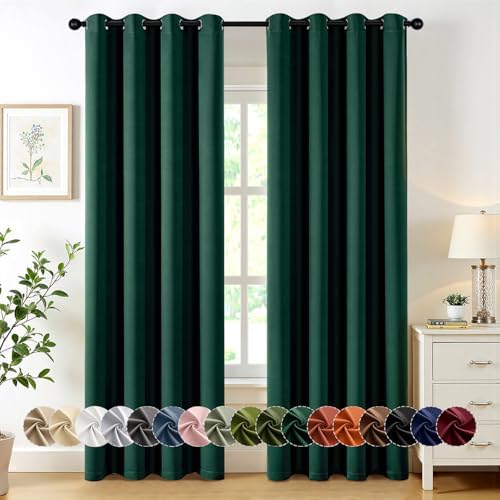 MIULEE Christmas Blackout Curtains for Bedroom 50x84 Inch Long Hunter Green by MIULEE