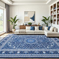 8x10 Area Rugs for Living Room, Washable Non-Slip Rug, Oriental Dark Blue by Lofus