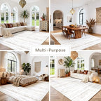 8x10 Washable Area Rugs for Living Room,Bedroom,Dining Room- Morocco White - Image 5