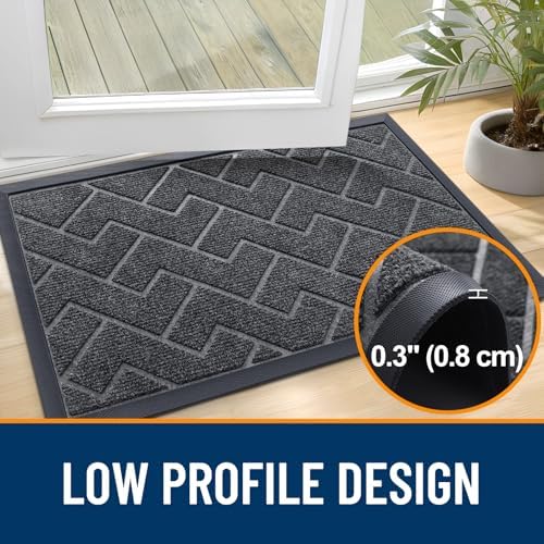 OLANLY Front Door Mat Outside 29.5x17, All-Season Absorbent Rubber Doormat - Image 4
